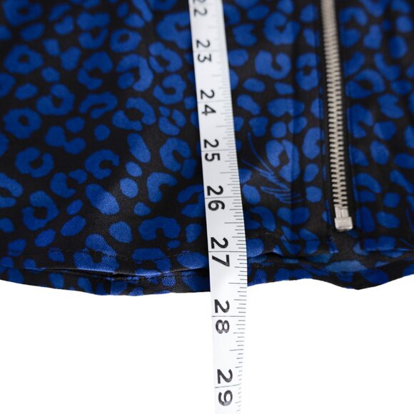 Michael Kors Black and Blue Leopard Print Zip Up Long Sleeve Snap Tab Sleeves - Picture 6 of 11